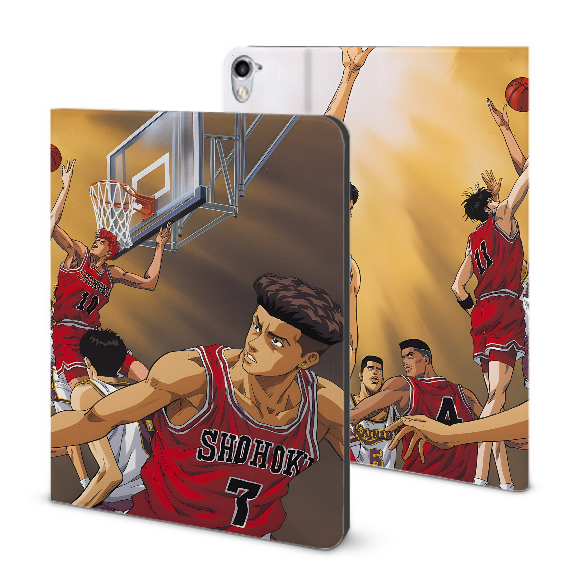 （画像用） SLAM DUNK／スラムダンク IPad ケース ブック型 PUレザー TPU 耐衝撃 軽量 薄型 ペン収納なし 全面保護 IPad 各モデル対応